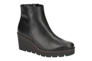 Gabor 74.780.27 - Damen Keilstiefelette Schwarz (Cognac) mit Gummisohle