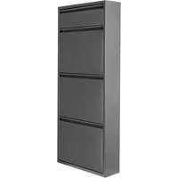 en.casa Schuhschrank »Sokndal« mit 3+1 Klappen Metall Grau