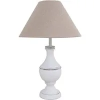 Grafelstein Tischleuchte Tischlampe MARLA weiß beige aus Holz im Landhausstil shabby chic E27