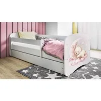 Raumhirsch Furniture Kinderbett 70x140, 80x160, 80x180 cm - Komplettset mit Matratze & Schublade (Bett für Mädchen, Einzelbett Kinder 2–12, mit Rausfallschutz & Lattenrost), verschiedene Farben & Designs