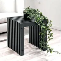 DanDiBo Blumenhocker Lamellenhocker Hocker Metall Schwarz Eckig BASE Massiv Modern