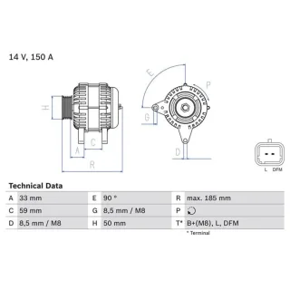 Bosch Lichtmaschine 150A Nissan Opel Renault 0986046260
