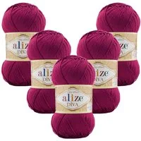 Alize 5 x ALIZE Diva Häkelwolle, 350 m, Spitze,Acrylgarn,Seideneffekt,Häkelkunst