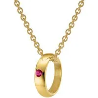 trendor Kette mit Anhänger 39460, Taufring Gold 333 mit Rubin an goldplattierter