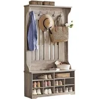 VASAGLE Garderobenständer Garderobe, Garderobenständer mit Schuhbank, Garderobe, Schuhaufbewahrung