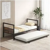 COSTWAY Bettgestell, Tagesbett mit Lattenrost, ausziehbar, 90x200cm