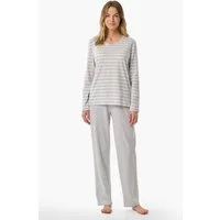 Schiesser Schlafanzug Casual Essentials (2 tlg) Baumwolle, V-Ausschnitt, langärmelig