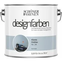 SCHÖNER WOHNEN FARBE Wand- und Deckenfarbe Klares Eisblau Nr. 24, Tropf- und spritzgehemmt, Konservierungsmittelfrei