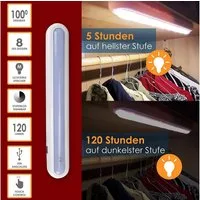 @tec Schrankleuchte LED Akku Schrankleuchte Unterschrankleuchte, Sensor, LED fest integriert, wiederaufladbar, Unterbaulampe, dimmbar, Automatik