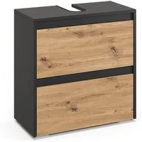 Vicco Waschbeckenunterschrank Majest, Anthrazit/Artisan, 60.1 x 62 cm mit 2 Schubladen (1-St)