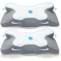 Simloveve Nackenstützkissen Orthopädisches Kissen Memory Foam KopfKissen Seitenschläferkissen, Füllung: Memory Foam, 4 Bereiche bieten umfassende Unterstützung für Nacken, Schultern und Arme, Linderung von Schulter- und Nackenverspannungen, Erhaltung