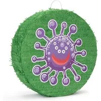 Lumaland Pinata "Beat The Virus", Set inkl. Schläger & Augenbinde Individuell befüllbar 50x50x15 cm