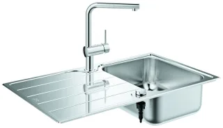 GROHE Spülen-Bundle K500 31573_1 enthält Edelstahlspüle/Minta SPT-Batterie chrom, 31573SD1 31573SD1