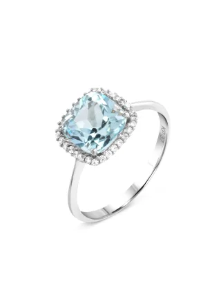 Fascination by Ellen K. Ring Weißgold 375 mit echtem Blautopas (beh.) und Zirkonia-Steinen