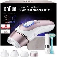 Braun IPL-Haarentferner Braun Smart Skin i·expert PL7432, 4 smarte Aufsätze, Mini-Gesichtsrasierer, Venus Rasierer, Tasche, Laser-Haarentfernung für Zuhause, Dauerhafte Haarreduzierung