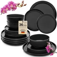 SÄNGER Tafelservice Madeira Geschirr-Set (36-tlg), 12 Personen, Steingut, schwarz, Handmade, VALUE COLLECTION