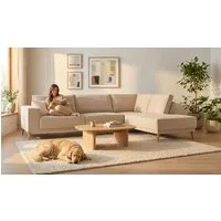 OTTO home Ecksofa Oland Skandi, weicher Chenille-Stoff, L-Form, 289 cm, Wellenunterfederung, Skandi-Design, Massivholzfüße