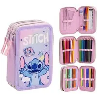 Disney Federmäppchen Disney Stitch Federmappe gefüllt Schuletui & Stiftebox mit Zubehör