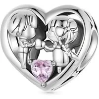 Gnoce Bead Gnoce Ehepaar-Herzcharm HOC011 Silber