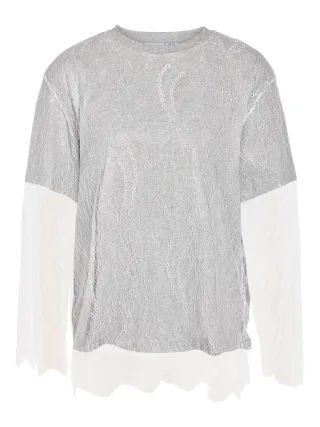 NOISY MAY - NMBIANKA L/S DOUBLE LAYER LACE TEE JRS Light Grey Melange - Gr. - XS