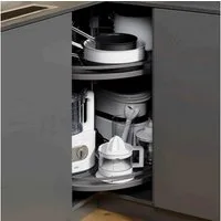 Kesseböhmer Auszugsboden REVO Drehbeschlag für Kücheneckschrank, anthrazit, für Eckschrank mit 80 cm Breite