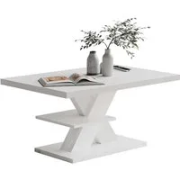 Casaria Couchtisch Detroit, Holz 2 Ablagen 90x60cm Modern Eckig Kratzfest Weiß