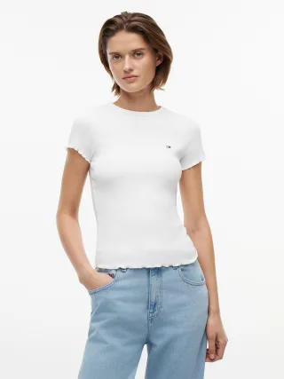 Tommy Jeans (PVH Group) - TJW SLIM LETTUCE EDGE RIB SS Ecru - Gr. - S