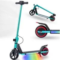 Vankel Elektro-Kinderroller für 6-15 Jahren, 6,5'' E-Roller, max. 5-8km, klappbar, Belastbarkeit 50 kg, 14km/h, faltbarer Cityroller, mit Beleuchtung, EBS+Fußbremse