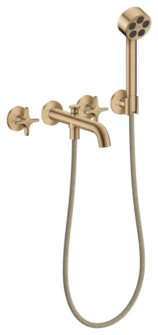 Hansgrohe 3-Loch Wannenarmatur AXOR One Unterputz Wandm.Handbrause Kreuzgr. brushed bronze , 484431 48443140