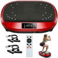 LETGOSPT Vibrationsplatte Vibrationsplatte Größe 57,5 x 42,5 x 17 cm, Bis 200KG, 200 W, 120 Intensitätsstufen, (mit Trainingsbandern, Ganzkörpertraining zu Hause), Ultra leisem Motor, Fernbedienung, Seitliche Transporträder