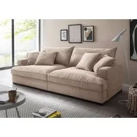 Massivart® Big-Sofa TRIBECCA Cord beige 242 cm / 4-Sitzer, Cordsofa / Nosagunterfederung / 2 Rücken- und 4 Zierkissen