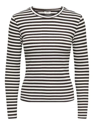JDY - JDYFRANSISKA L/S STRIPE O-NECK TOP JRS Cloud Dancer - Gr. - XL