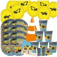 dh konzept Einweggeschirr-Set Baustellen Party Set für Kindergeburtstage