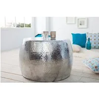 riess-ambiente Couchtisch ORIENT Ø60cm silber (Einzelartikel, 1-St), Wohnzimmer · rund · Metall- Aluminium · Hammerschlag Design · handmade
