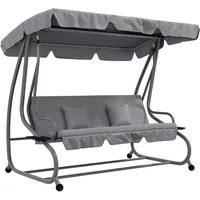 MC Star Hollywoodschaukel 2-in-1 Hollywoodschaukel mit Liegefunktion. verstellbares Dach, bis 340 kg. Stahl. 200x120x164 cm. Grau