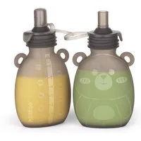 Haakaa Babyflasche Quetschies Happy Bear 2er Set, wiederverwendbar, 170ml