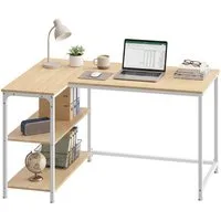 VASAGLE Schreibtisch Eckschreibtisch in L-Form, Computertisch mit Stauraum, Bürotisch, höhenverstellbare Ablage, für Homeoffice, 110/120 cm