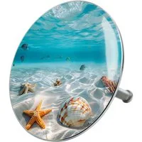 Sanilo Badewannenstöpsel Waterworld, Ø 7,2 cm, hochwertig, universell, mit Motiv, 100% wasserdicht