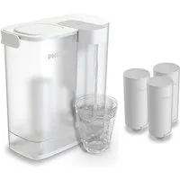 Philips Wasserfilter Philips Instant Wasserfilter-Spender 3L inkl. 3 Ersatzfilter, Zubehör für Filterkartuschen AWP225, Nutzungsabhängige Anzeige der Filterlebensdauer