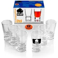 BigDean Schnapsglas 2cl in Geschenkbox – hochwertige Shotgläser lebensmittelecht, 12-tlg., Glas, Robustes Glas, Langlebige Qualität, Elegante Form, Vielseitig.
