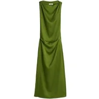 Bhoem Midikleid BHOEM Drapiertes ärmelloses Satin-Midikleid, braun (1-tlg)