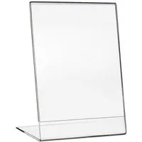 HMF Bilderrahmen 4693 Acryl Tischaufsteller schräg, für 1 Bilder (1 St), L-Ständer DIN A6 Hochformat, Glasklar