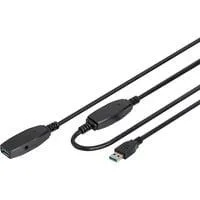 Aktives USB 3.2 Gen 1 Verlängerungskabel, 20 Meter schwarz, Repeater Kabel