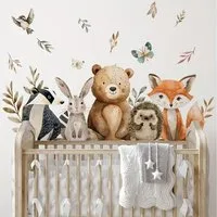 Montegoni Wandsticker Wandsticker Tiere Kinderzimmer Cartoon 2er Set Selbstklebend 30x60cm (Deko Set, 2er Set Wandsticker), Selbstklebend, Semi-matt, Einfache Montage, Kreative Deko, Tiermotive