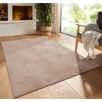 TaraCarpet Teppich TaraCarpet Homestyle 390 Wellen, rechteckig, Höhe: 10 mm, Felloptik hoch-tief weich waschbar Welle Beige 50x80
