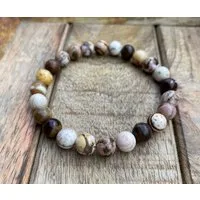 NAHLE Perlenarmband Naturstein Jaspis Armband (1-tlg), elastisches Band