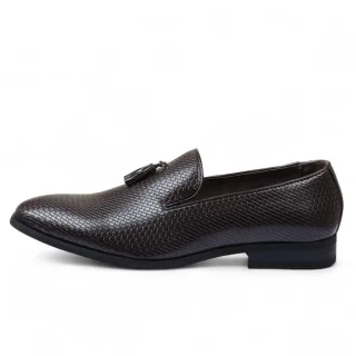 Herren Braune formelle Loafer mit Quaste, Slip-On-Lederschuhe