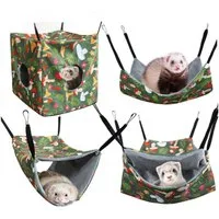 Ledander Tierhaus Set/4 Stück Rattenhängematten,hängende Frettchenhängematte mit Riemen, weiches,waschbares Meerschweinchenbett für Chinchillas