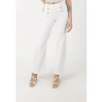 Elara Straight-Jeans — Damen High Waist Flared Jeans mit Knopfleiste und weitem Bein