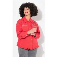 Angel of Style Kurzjacke Jeansjacke Ösen Fransensaum Hemdkragen Langarm